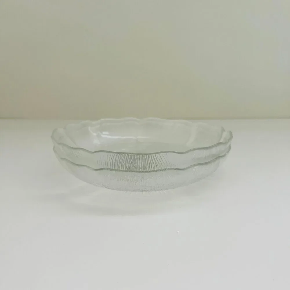 ARCOROC France Fleur Clear Pressed Glass Raised Floral Petal Coupe Soup Bowls, 2
